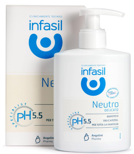 INFASIL, DETERGENTE INTIMO NEUTRO PH SPECIALIST, DETERSIONE DELICATA, FORMULA A PH FISIOLOGICO, CLINICAMENTE TESTATO SU PELLI SENSIBILI